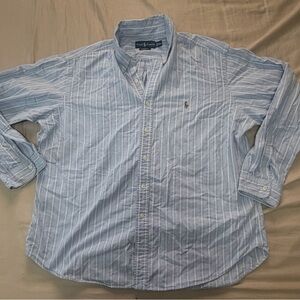 Ralph Lauren Men's Light Blue Striped Button Down Shirt